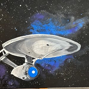 To Boldly Go...16x20 Acrylic on gallery-wrapped Canvas, ready to hang, FREE USA SHIPPING Hand Painted Space Galaxy Art for Star Trek Fan