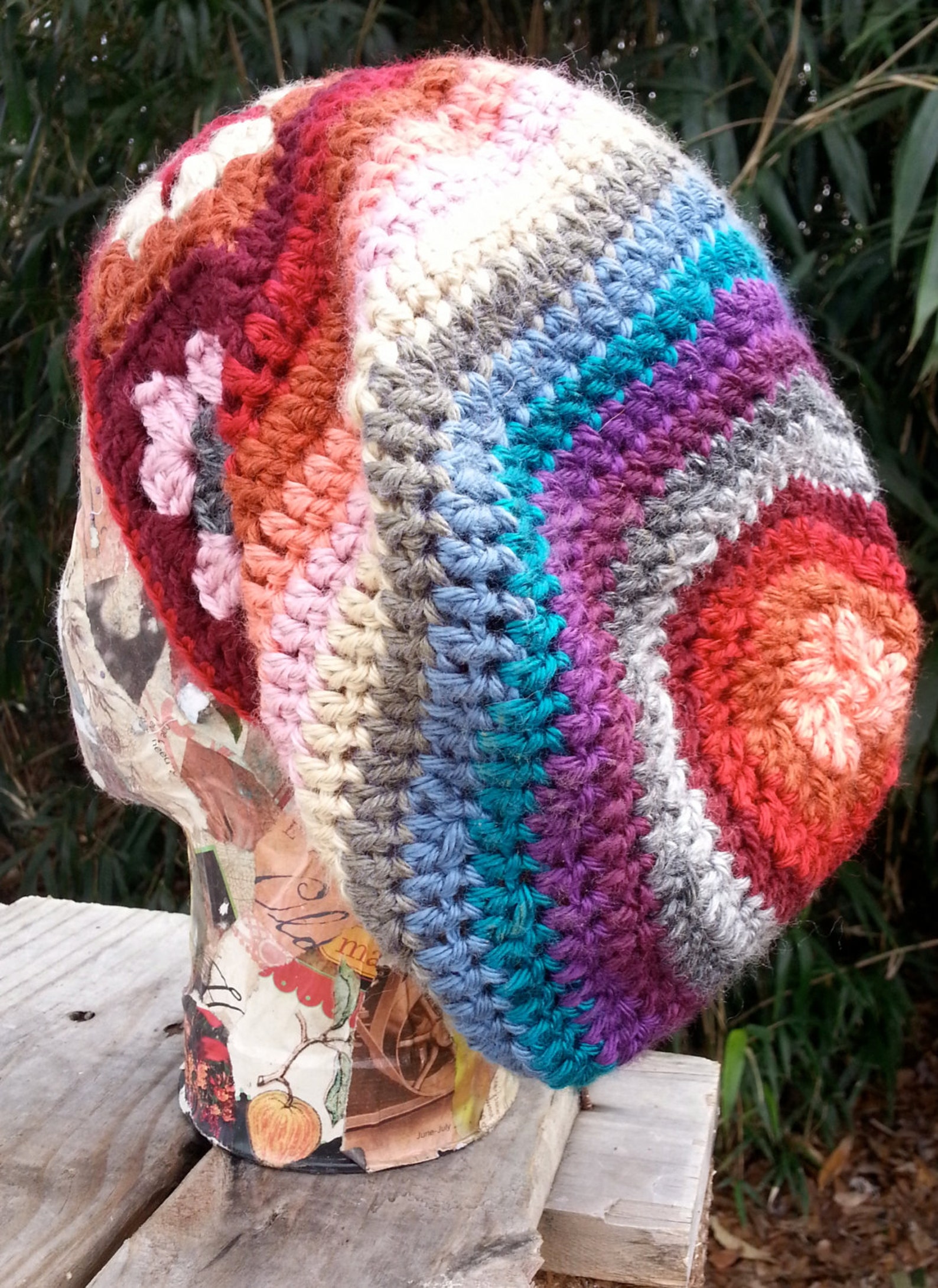PATTERN Granny Square Crochet Hat Slouchy Beanie Instant Digital ...