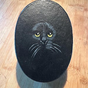 Boîte ovale Black Cat 4 x 5 pouces en carton solide LIVRAISON GRATUITE aux États-Unis Boîte cadeau commémorative Cat Lovers Cat Lady