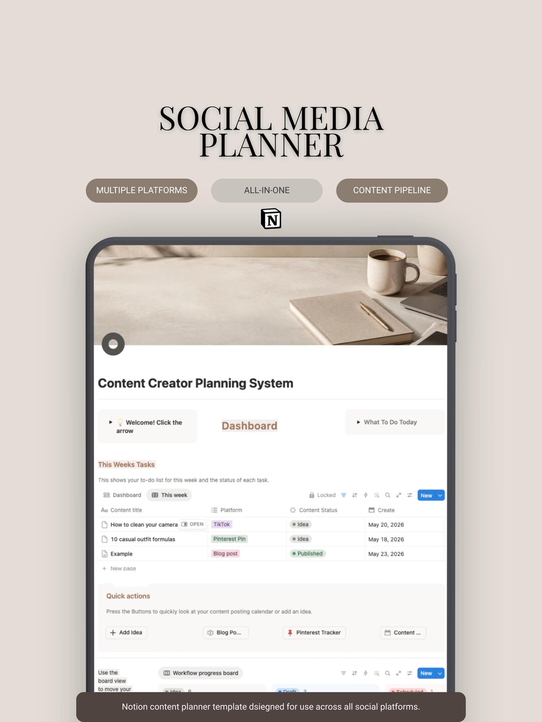 Notion Content Planner Template | Content Creator Planner | Social ...