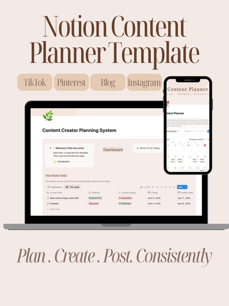 Notion Content Planner Template | Content Creator Planner | Pinterest ...