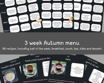 3 week Autumn menu for early years settings