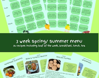 Three week Spring/ Summer menu 2025 and 54 recipes