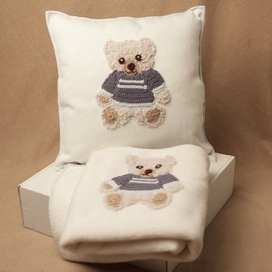 Gepersonaliseerde Teddy Bear Nursery Set, Teddy Bear Kussen, Teddy Bear Deken, Little Bear Baby Room Thema, Kinderkussen