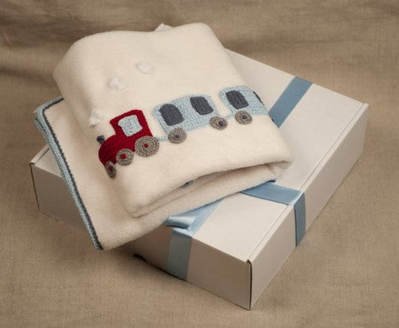 Personalised Train Crochet  Blanket       , Baby Room With Train  , Crochet Blanket, Train Theme Baby Room , Little Engine Driver 