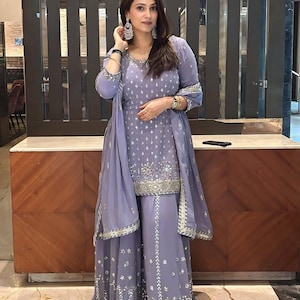 Pakistani Designer Aqua Blue Georgette fully embroidered Sequence Work Readymade Salwar Kameez Stitched Wedding Wear Suits