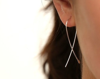 Wishbone Earrings- Hammered Hoop Earrings- Handmade Hoops- Silver Hoops- Gold Hoops- Rose Gold Hoops
