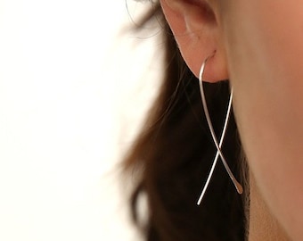 Wishbone Earrings- Hammered Hoop Earrings- Handmade Hoops- Silver Hoops- Gold Hoops