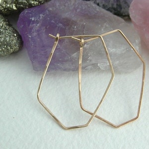 Geometric Hoop Earrings, Silver Hoops, Gold Hoops, Angled Hoops, Geometric Jewellery, Statement Jewellery, Designer Hoops, Boho Hoops image 2