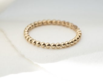 Beaded Band in Silver & Gold - Gold Wedding Ring, Thin Wedding Band, Thin Ring, Slender Ring, Slim Ring, Stacking Ring, Beaded Thumb Ring