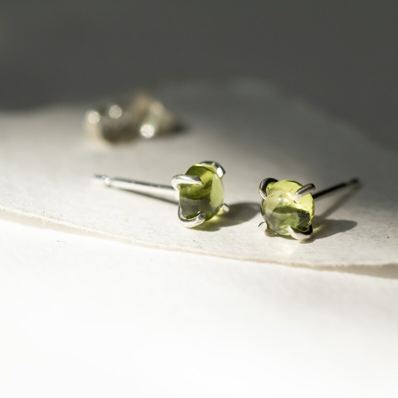 Peridot Gemstone Studs, Green Studs, Peridot Earrings, August Birthstone, August Birthday, Peridot Jewellery image 5