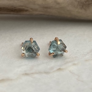 Moss Aquamarine Studs - Aquamarine Earrings - Stud Earrings - March Birthstone - Aquamarine