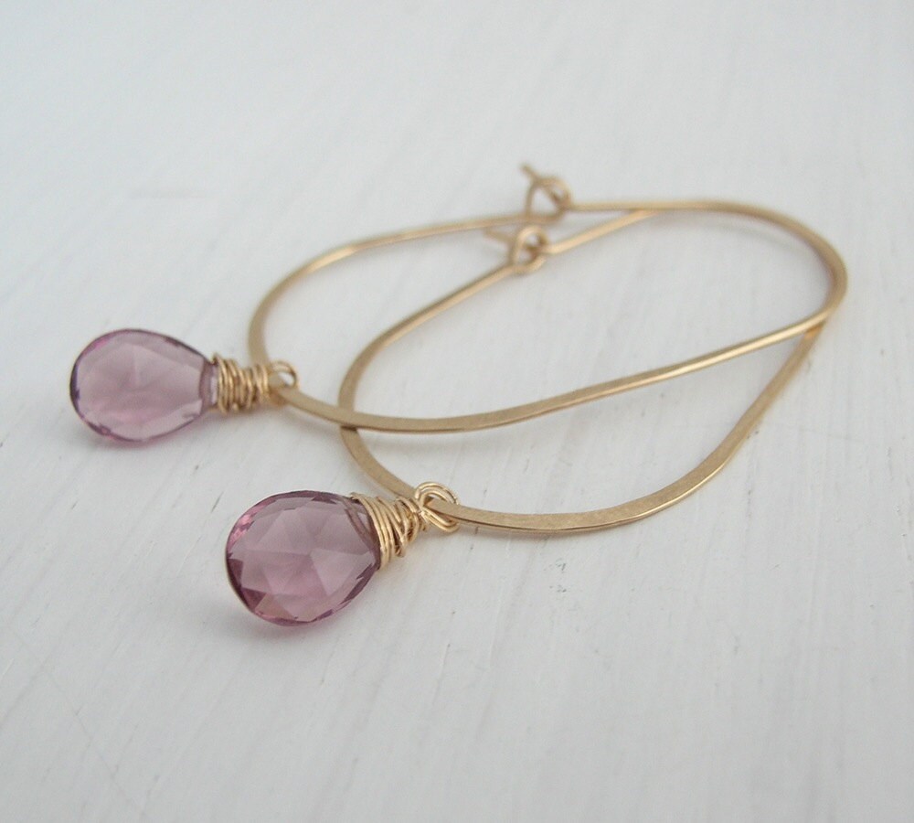 The Small Pink Hoop Earrings in Platinum (Pierced)