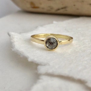 Salt and Pepper Round Diamond Ring - Gold Ring - Silver Ring - Gold Band Ring - Diamond Ring - Silver Ring -Engagement Ring - Alt Bridal