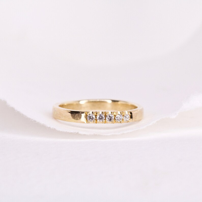 5 Salt and Pepper Diamond Band Diamond Gold Band Wedding Band Diamond Wedding Band Diamond Wedding Ring Alternative Bridal image 6