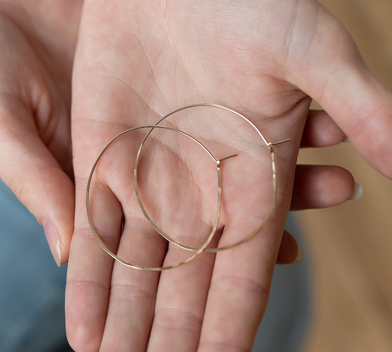 Hammered Hoops in Gold, Silver and Rose Gold in Three Sizes, Hoop Earrings, Designer Hoops, Boho Hoops, Round Hoops, Everyday Hoops image 3