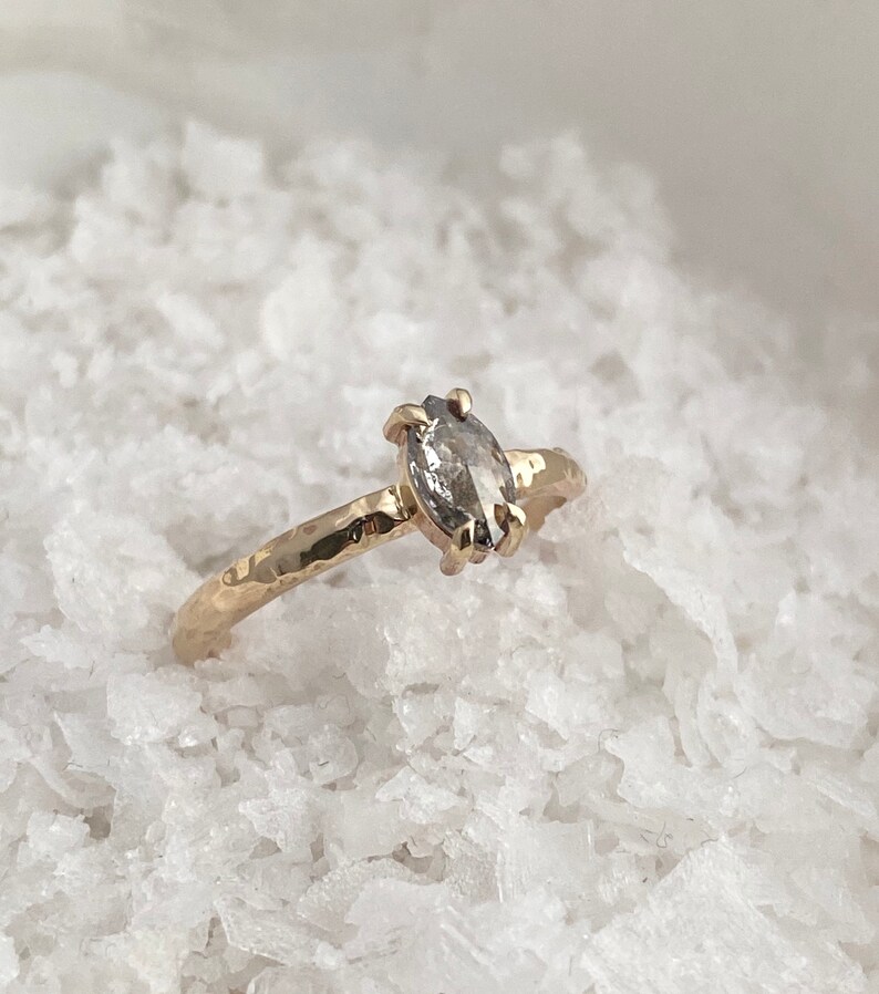 Salt and Pepper Diamond Marquise Ring Grey Diamond Galaxy Etsy