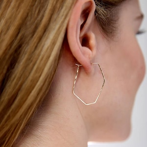 Geometric Hoop Earrings, Silver Hoops, Gold Hoops, Angled Hoops, Geometric Jewellery, Statement Jewellery, Designer Hoops, Boho Hoops image 1