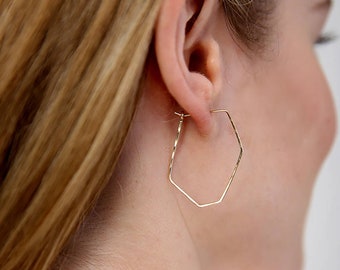 Geometric Hoop Earrings, Silver Hoops, Gold Hoops, Angled Hoops, Geometric Jewellery, Statement Jewellery, Designer Hoops, Boho Hoops