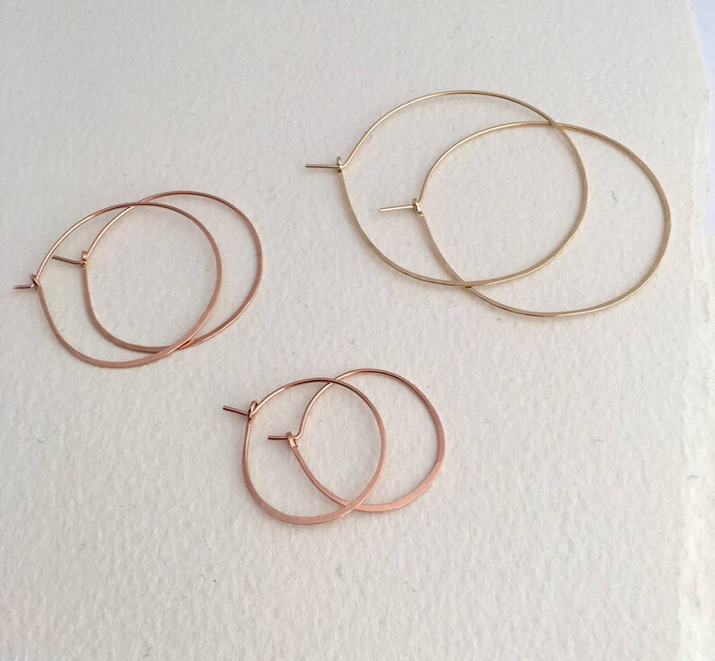 Hammered Hoops in Gold, Silver and Rose Gold in Three Sizes, Hoop Earrings, Designer Hoops, Boho Hoops, Round Hoops, Everyday Hoops image 6