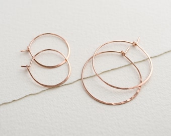 Hammered Hoops in Gold, Silver and Rose Gold in Three Sizes, Hoop Earrings, Designer Hoops, Boho Hoops, Round Hoops, Everyday Hoops