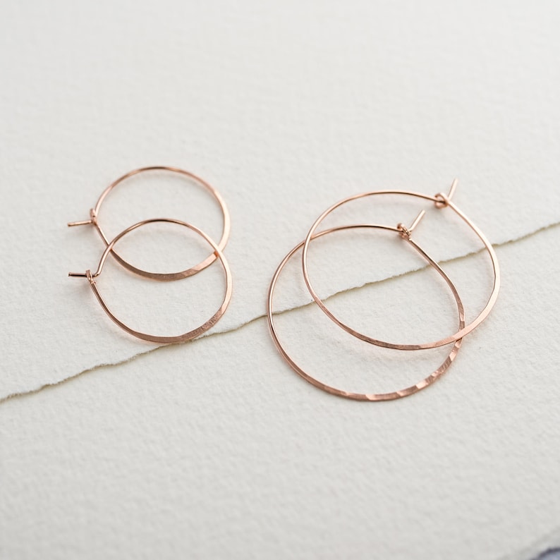 Hammered Hoops in Gold, Silver and Rose Gold in Three Sizes, Hoop Earrings, Designer Hoops, Boho Hoops, Round Hoops, Everyday Hoops image 1