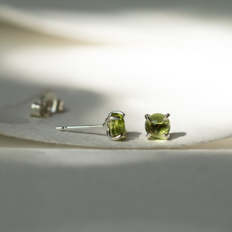 Peridot Gemstone Studs, Green Studs, Peridot Earrings, August Birthstone, August Birthday, Peridot Jewellery image 6