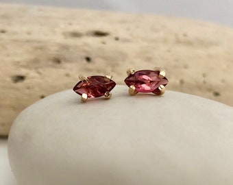 Mozambique Garnet Studs, Stud Earrings, Garnet Studs, Red Gemstone Studs, Garnet Earrings, January Birthstone, January Birthday Gift