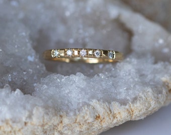 5 Diamond Spaced Out - Diamond Gold Band - Wedding Band -Diamond Wedding Band - Diamond Wedding Ring- Alternative Bridal