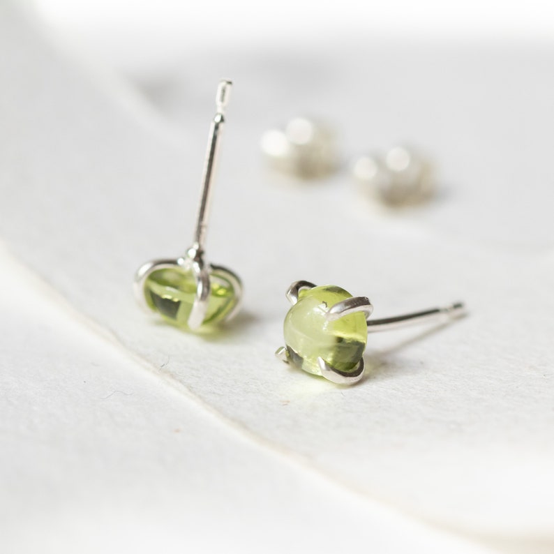 Peridot Gemstone Studs, Green Studs, Peridot Earrings, August Birthstone, August Birthday, Peridot Jewellery image 4