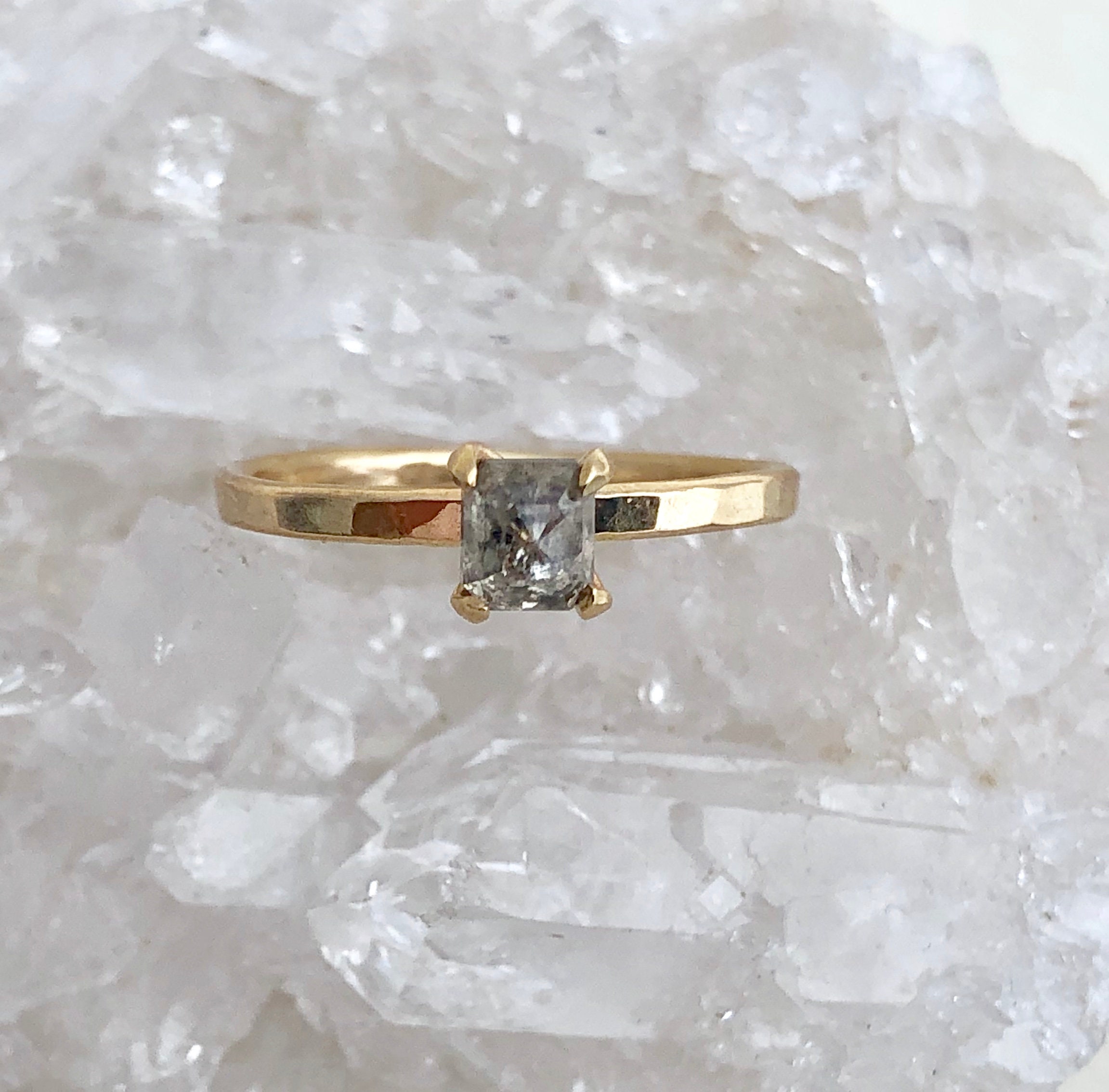 Salt and Pepper Princess Diamond Ring Princess Diamond Etsy