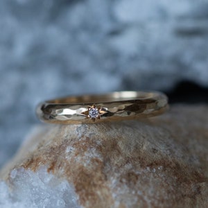 Star Set Diamond Band 3mm - Rose Gold Band, Wedding Ring, Star Ring, Wedding Band, Star Wedding Ring, Stars Wedding Band, Stars Ring