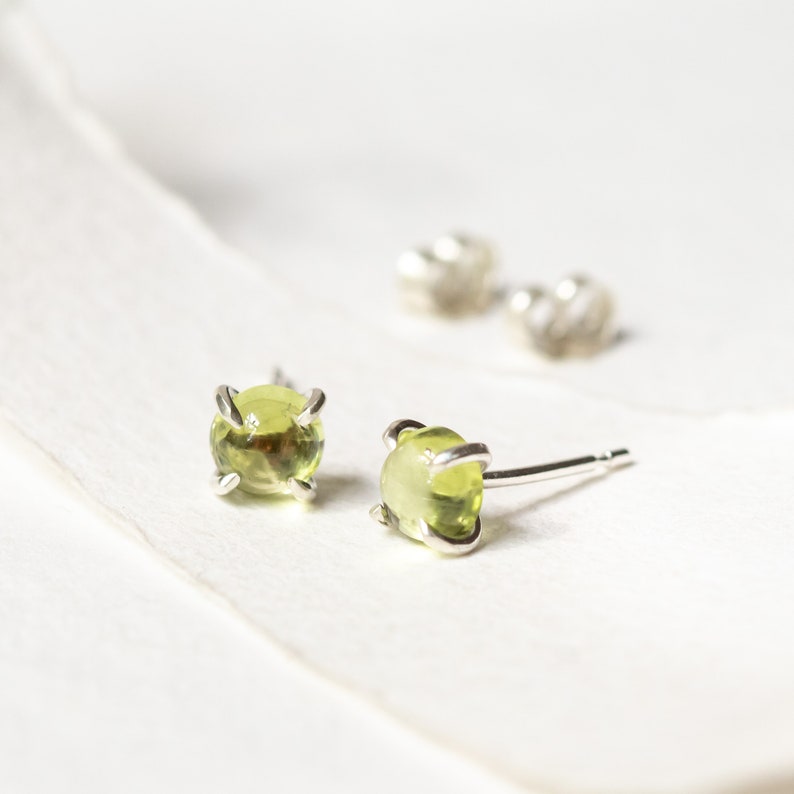 Peridot Gemstone Studs, Green Studs, Peridot Earrings, August Birthstone, August Birthday, Peridot Jewellery image 2