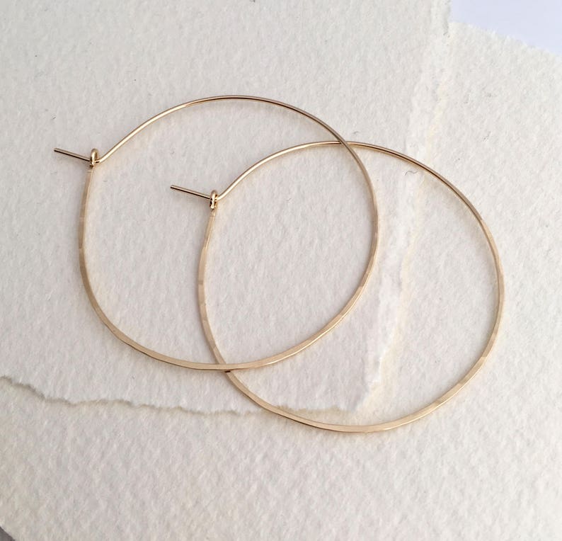 Hammered Hoops in Gold, Silver and Rose Gold in Three Sizes, Hoop Earrings, Designer Hoops, Boho Hoops, Round Hoops, Everyday Hoops image 7