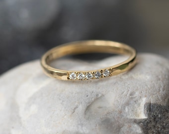 5 Diamond Band Crown Set - Diamond Gold Band - Wedding Band -Diamond Wedding Band - Diamond Wedding Ring- Alternative Bridal