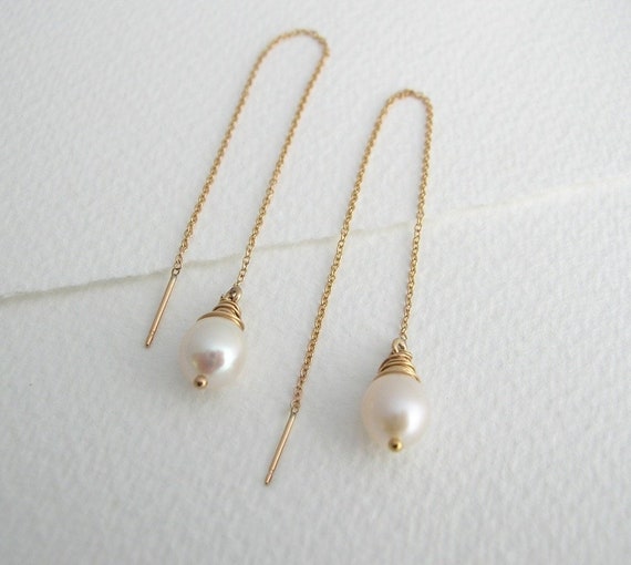 Thread hotsell pearl earrings