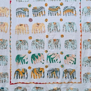 Couvre-lit réversible fait main, patch animal, coton, couvre-lits de couette bohème bohème