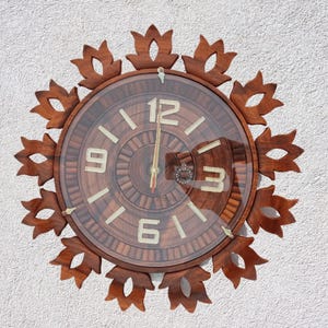 Handmade Wooden Wall Clock | Rustic Vintage Wall Decor | Hand-Carved Hanging Clock | Antique Style Home Decor