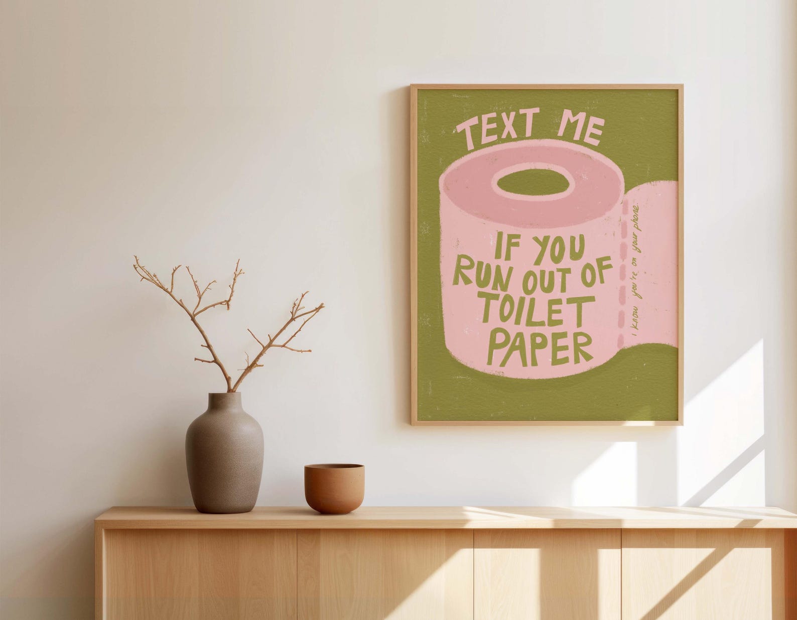 Funny Bathroom Art Print, Text Me If You Run Out of Toilet Paper Poster ...