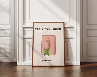 Creative Mode Line Art Print: Retro Pop Decor, Pink & Green (Digital Download)