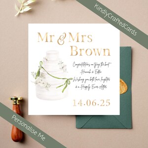 Carte de mariage | Carte personnalisée pour couple | Cadeau de mariage élégant | Monsieur et Madame | Carte faite main | Jour du mariage | carte pour couples | Faire un noeud
