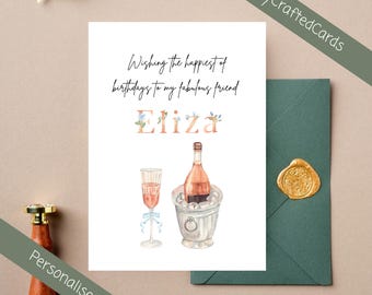 Tarjeta De Cumpleaños Personalizada Para Hija, Nieta, Sobrina, Hermana, Amiga, Mamá O Nan, Con Diseño De Monograma, Hecha En Reino Unido