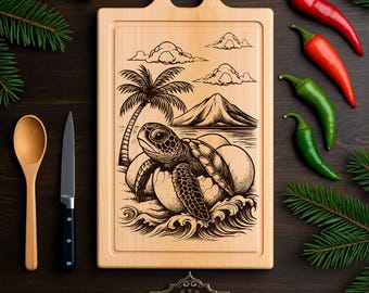 Turtle Cutting Board SVG File: Laser Engraving Design (Digital Download