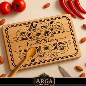 Flower Quotes v2, SVG laser file for cutting board, Rectangular cutting board SVG, charcuterie board laser file, SVG laser file engraving
