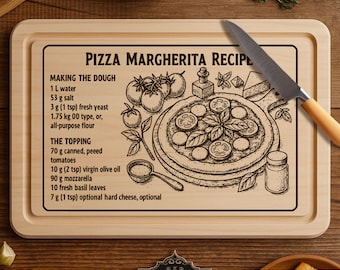 Tagliere per ricette di pizza SVG: file laser per conversioni di cottura (download digitale)