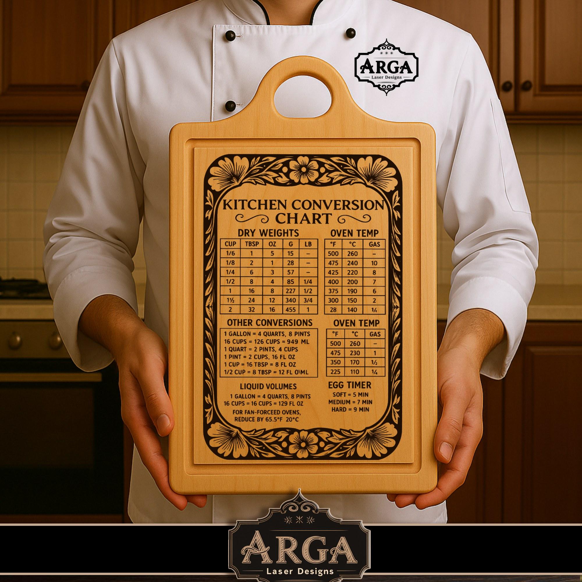 Kitchen Conversion Board SVG Laser File: Cutting Board Design (digital ...