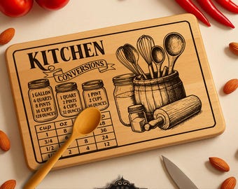 Kitchen Conversions SVG Laser File: Cutting Board Design (Digital Download)