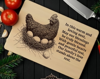 Chicken and Nest quotes SVG Laser File: Cutting & Charcuterie Board Design (Digital Download)