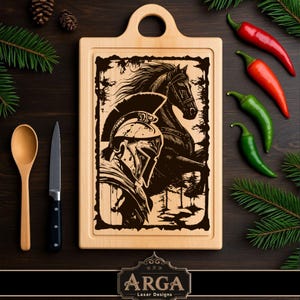 Horse SVG laser file for cutting board, Rectangular cutting board SVG, charcuterie board laser file, Animal Svg laser engraving