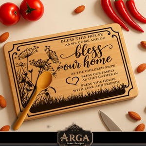 Bless Our Home Charcuterie, Quotes SVG laser file for cutting board, Rectangular cutting board SVG, charcuterie board laser file, SVG laser